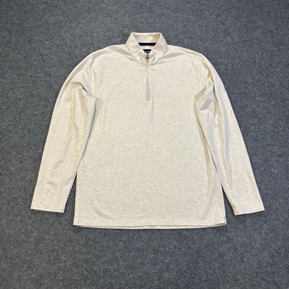 Mizzen Main Sweater Mens Medium 1/4 Zip Performance Pullover Tan